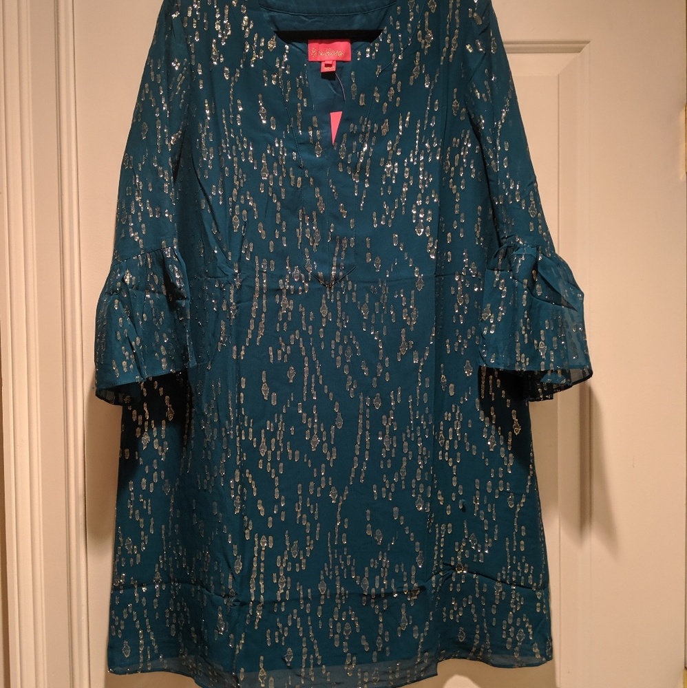 Elenora silk dress Inky Tidal